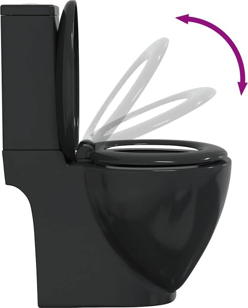 VidaXL Keramické WC kombi kulaté spodní odpad [3059888] Barva: Černá
