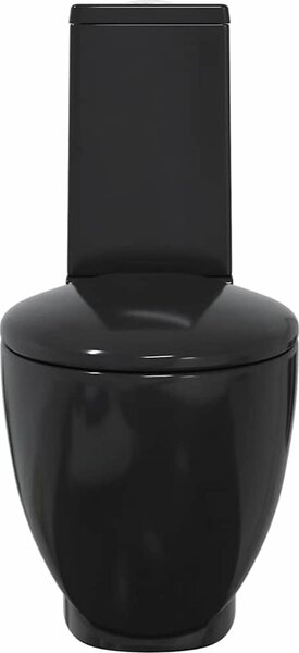 VidaXL Keramické WC kombi kulaté spodní odpad [3059888] Barva: Černá