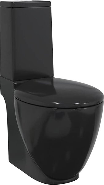 VidaXL Keramické WC kombi kulaté spodní odpad [3059888] Barva: Černá