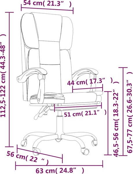 VidaXL Polohovací kancelářská židle umělá kůže [349624] Barva: Hnědá