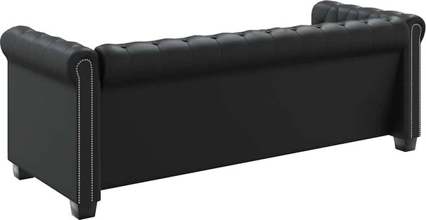 VidaXL Chesterfield 3místná sedačka umělá kůže [242370] Barva: Černá