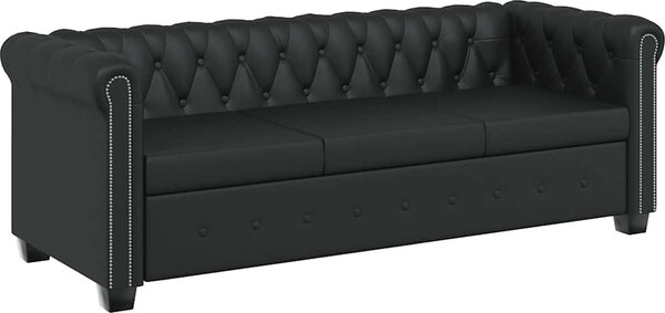 VidaXL Chesterfield 3místná sedačka umělá kůže [242370] Barva: Černá
