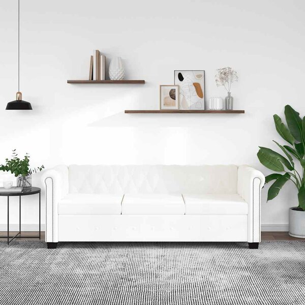 VidaXL Chesterfield 3místná sedačka umělá kůže [242370] Barva: Černá