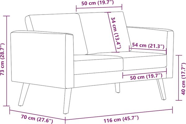 VidaXL 2místná pohovka textilní čalounění [281351] Barva: světle šedá