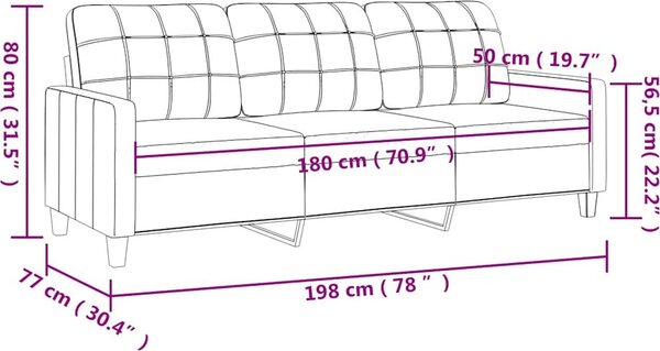 VidaXL 3místná pohovka 180 cm umělá kůže [359122] Barva: krémová
