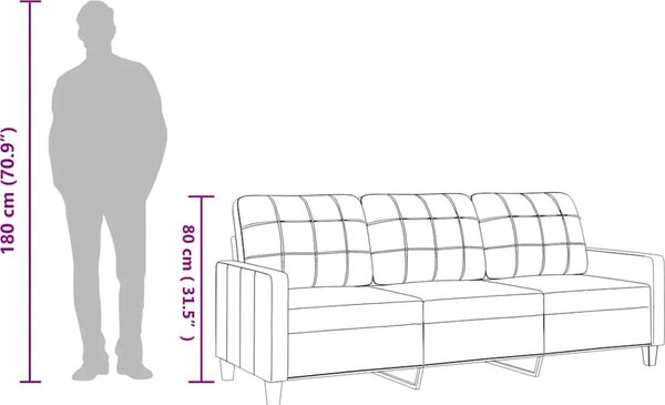 VidaXL 3místná pohovka 180 cm umělá kůže [359122] Barva: krémová