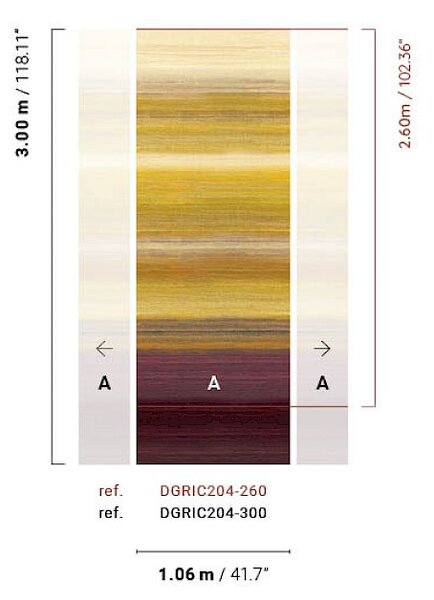 Vliesová obrazová tapeta na zeď, imitace látky, hnědá, žlutá, pruhy, DGRIC204-260, Serica, Masureel