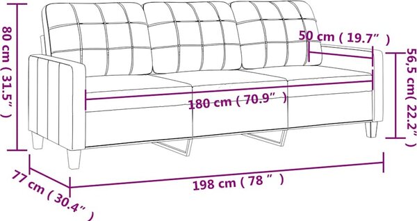 VidaXL 3místná pohovka 180 cm umělá kůže [359122] Barva: krémová