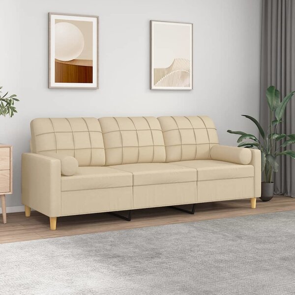 VidaXL 3místná pohovka s polštáři 180 cm textil [3200792] Barva: Hnědá