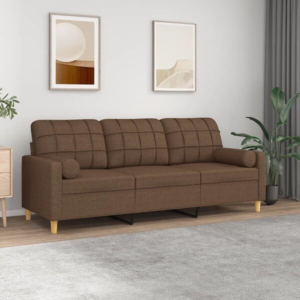 VidaXL 3místná pohovka s polštáři 180 cm textil [3200792] Barva: Hnědá