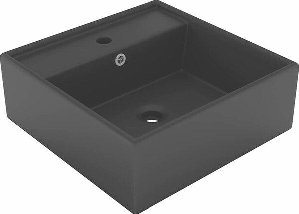 VidaXL Luxusní umyvadlo přepad čtvercové matné růžové 41x41cm keramika [146947] Barva: matná tmavě šedá