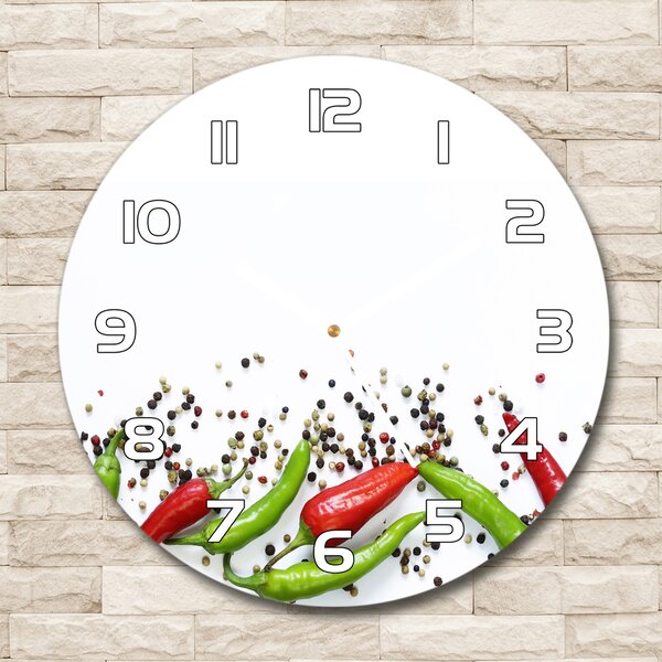 Skleněné hodiny kulaté Chilli papričky pl_zso_30_f_166768878