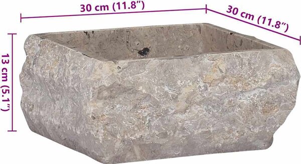 VidaXL Umyvadlo 30 x 30 x 13 cm mramor [149174] Barva: Šedá
