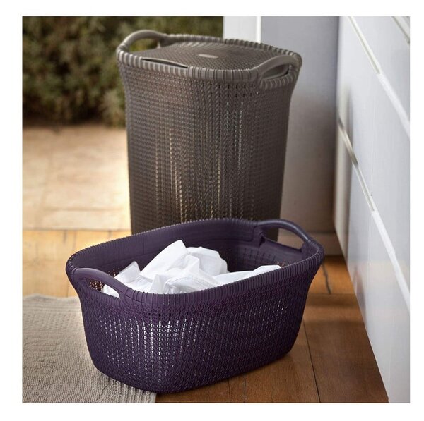 Tmavě šedý koš na prádlo Curver Knit Hamper, 57 l