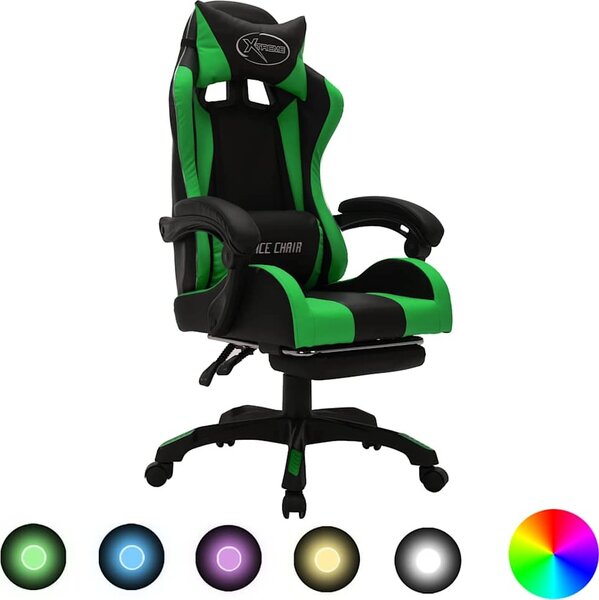 VidaXL Herní židle s RGB LED podsvícením černo- umělá kůže [288009] Barva: Modrá a černá