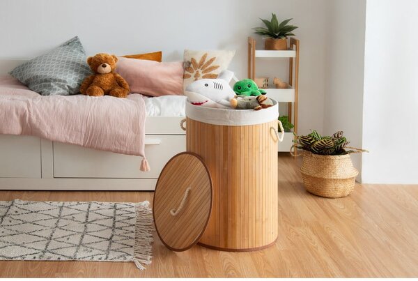 Kulatý bambusový koš na prádlo Compactor Round