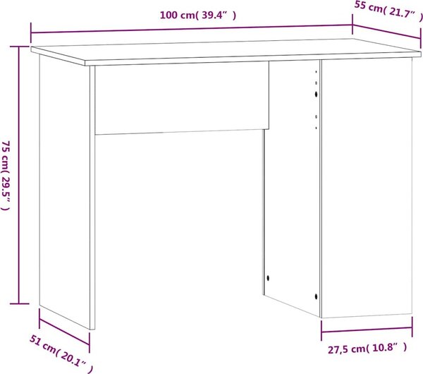 VidaXL Psací stůl 100 x 55 x 75 cm, konstrukční dřevo [823029] Barva: dub sonoma