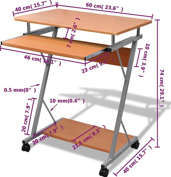 VidaXL Kompaktní PC stůl s vysouvací deskou na klávesnici [20052] Barva: Černá