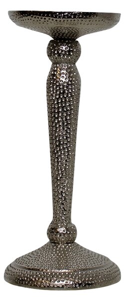 Stříbrný lesklý kovový svícen široký - Ø 9*22cm - Mars & More