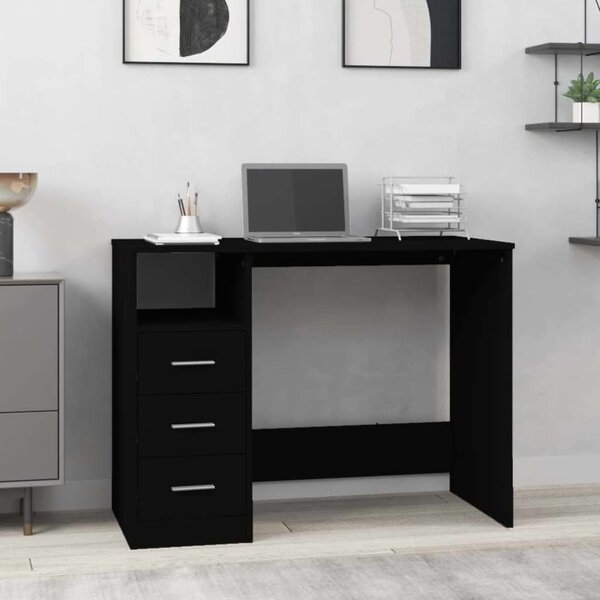 VidaXL Psací stůl se zásuvkami 102x50x76 cm kompozitní dřevo [823034] Barva: Černá