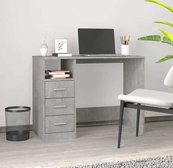 VidaXL Psací stůl se zásuvkami 102x50x76 cm kompozitní dřevo [823034] Barva: Betonová šedá