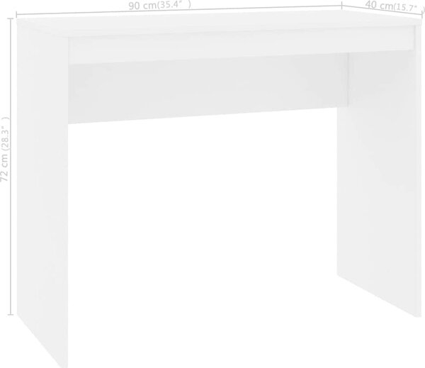 VidaXL Psací stůl 90 x 40 x 72 cm, konstrukční dřevo [800378] Barva: Bílá
