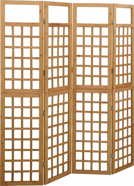 VidaXL 4dílná dělicí stěna / treláž masivní jedle 161 x 180 cm [316487] Barva: Šedá