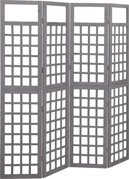 VidaXL 4dílná dělicí stěna / treláž masivní jedle 161 x 180 cm [316487] Barva: Šedá