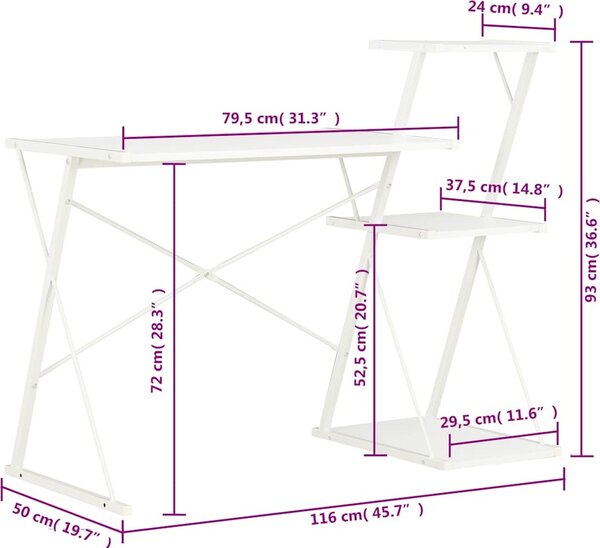 VidaXL Psací stůl s poličkou 116 x 50 x 93 cm [20289] Barva: černá a dub