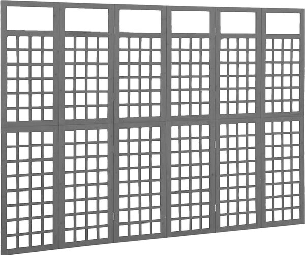 VidaXL 6dílná dělicí stěna / treláž masivní jedle 242,5 x 180 cm [316485] Barva: Hnědá