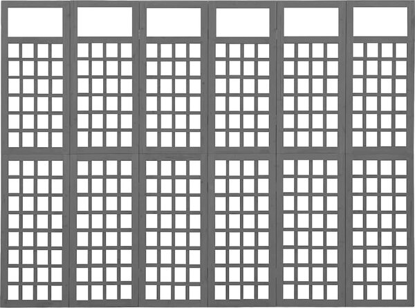 VidaXL 6dílná dělicí stěna / treláž masivní jedle 242,5 x 180 cm [316485] Barva: Hnědá