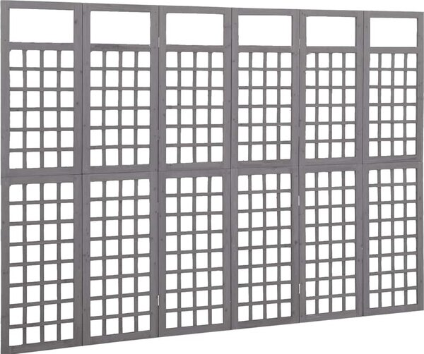VidaXL 6dílná dělicí stěna / treláž masivní jedle 242,5 x 180 cm [316485] Barva: Hnědá