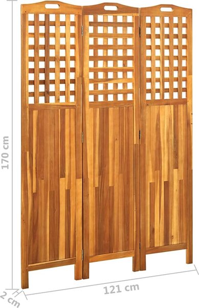 VidaXL 3dílný paraván 120 x 2 x 170 cm masivní akáciové dřevo [311878]