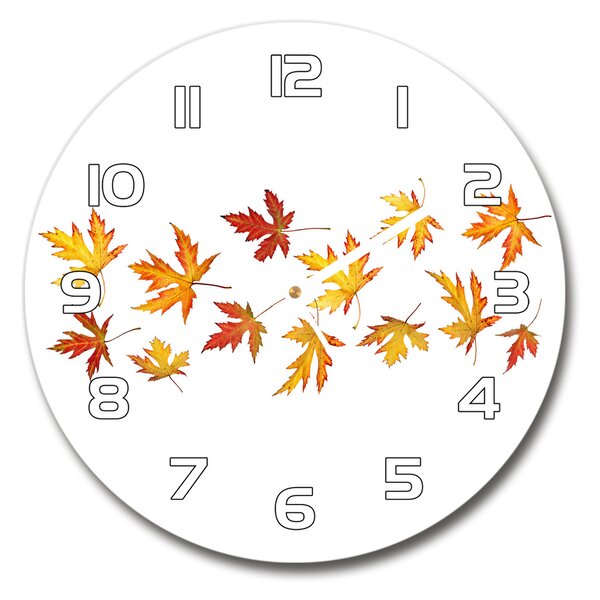 Skleněné hodiny kulaté Podzimní listí pl_zso_30_f_45893425