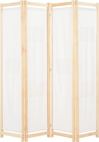 VidaXL 4dílný paraván 160 x 170 x 4 cm textil [248176] Barva: krémová