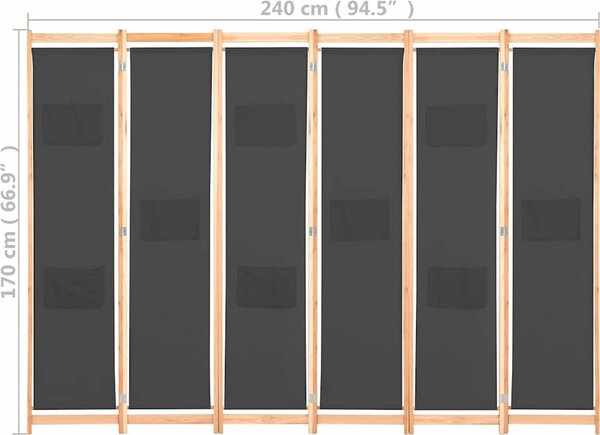 VidaXL 6dílný paraván 240 x 170 x 4 cm textil [248174] Barva: krémová