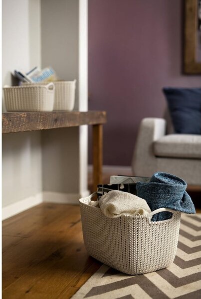 Bílý úložný košík Curver Knit, 3 l