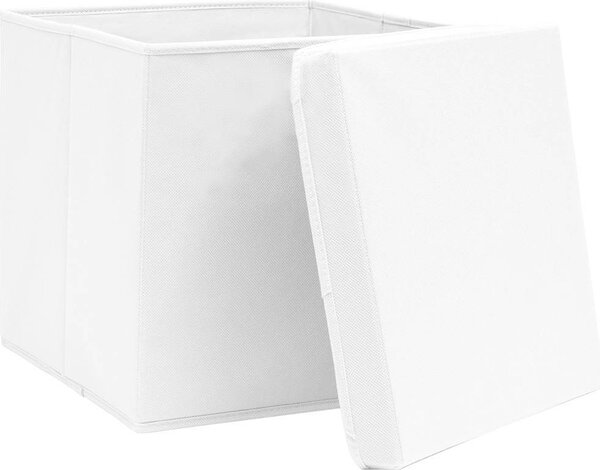 VidaXL Úložné boxy s víky 10 ks bledě modré 32 x 32 x 32 cm textil [288352] Barva: bílá bez vík