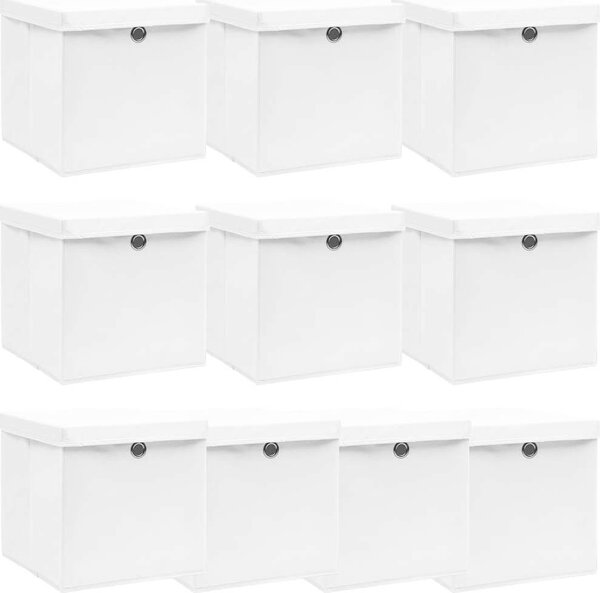 VidaXL Úložné boxy s víky 10 ks bledě modré 32 x 32 x 32 cm textil [288352] Barva: bílá bez vík