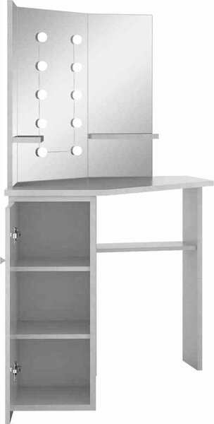 VidaXL Rohový toaletní stolek s LED světlem 111 x 54 x 141,5 cm [326535] Barva: Černá