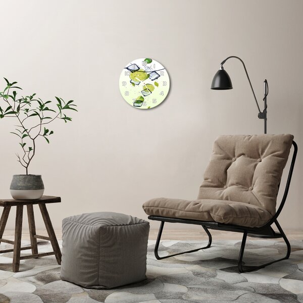 Skleněné hodiny kulaté Limetky a led pl_zso_30_f_49688565