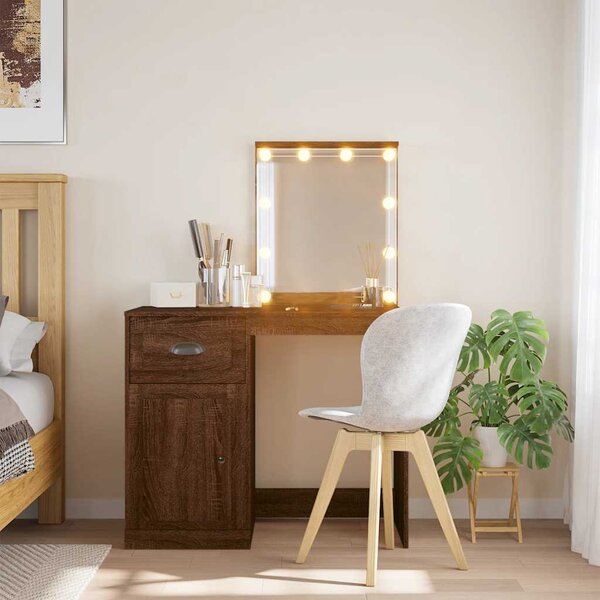 VidaXL Toaletní stolek s LED osvětlením 90 x 42 x 132,5 cm [834977] Barva: Betonová šedá
