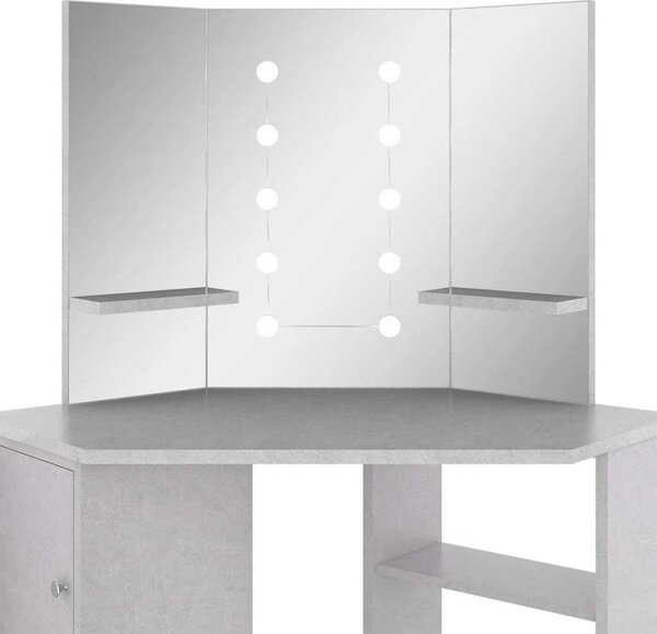 VidaXL Rohový toaletní stolek s LED světlem 111 x 54 x 141,5 cm [326535] Barva: Černá