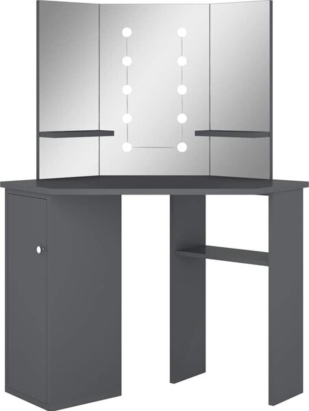 VidaXL Rohový toaletní stolek s LED světlem 111 x 54 x 141,5 cm [326535] Barva: Černá