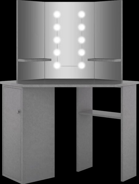 VidaXL Rohový toaletní stolek s LED světlem 111 x 54 x 141,5 cm [326535] Barva: Černá