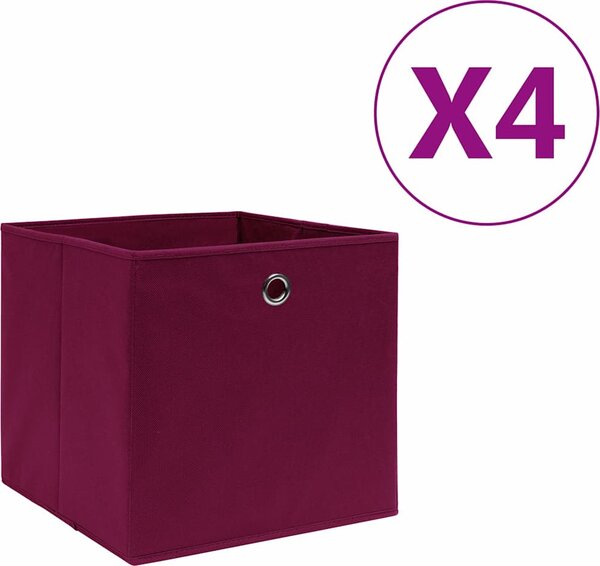 VidaXL Úložné boxy 4 ks netkaná textilie 28 x 28 x 28 cm [325188] Barva: tmavě červená