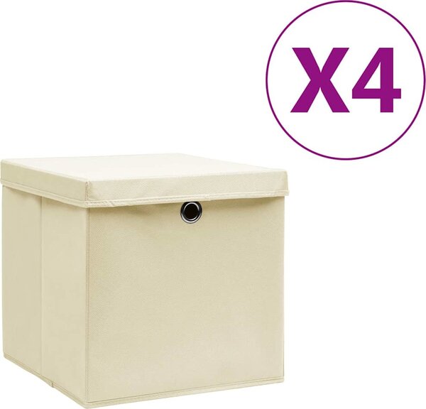 VidaXL Úložné boxy 4 ks netkaná textilie 28 x 28 x 28 cm [325188] Barva: krémová s víky