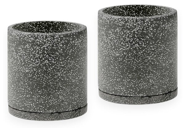 Sada 2 tmavě šedých květináčů Bonami Selection Terrazzo, ø 26 cm