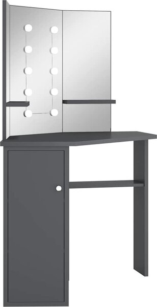 VidaXL Rohový toaletní stolek s LED světlem 111 x 54 x 141,5 cm [326535] Barva: Černá