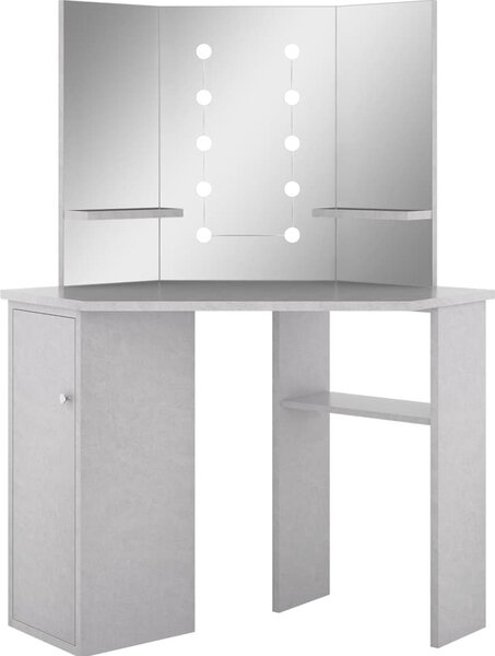 VidaXL Rohový toaletní stolek s LED světlem 111 x 54 x 141,5 cm [326535] Barva: Černá